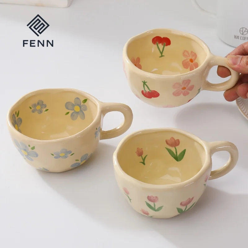 Ръчно рисувана чаша FENN Vintage Style, персонализирана с череша