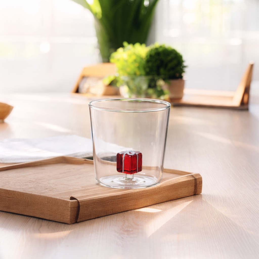 Коледна стъклена чаша с декоративна фигура подарък – 300 мл