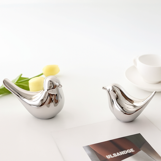 Керамична фигура „Сребърна птица“ – Nordic серия