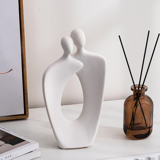 Керамична скулптура „Силует двойка“ – бяла