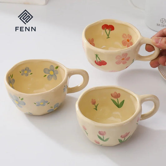 Ръчно рисувана чаша FENN Vintage Style, персонализирана с череша