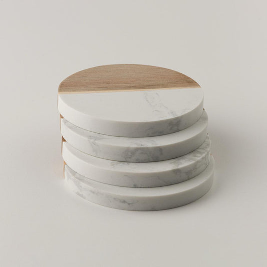 Home Tableware Cup Black Marble Coasters Environmentally Friendly Wood and Marble Coasters